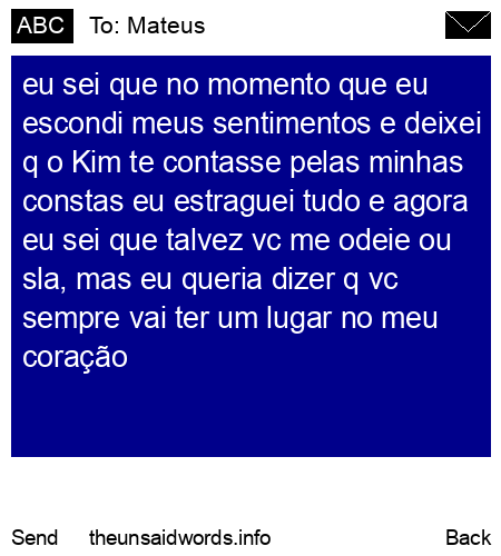 unsent message to Mateus