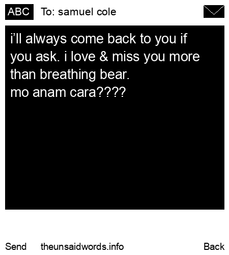 unsent message to samuel cole