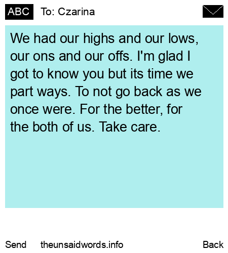 unsent message to Czarina