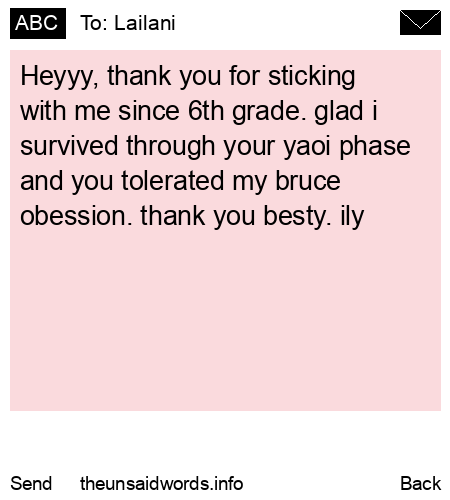 unsent message to Lailani