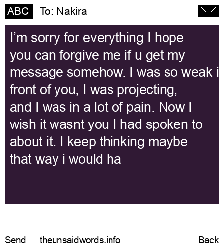 unsent message to Nakira
