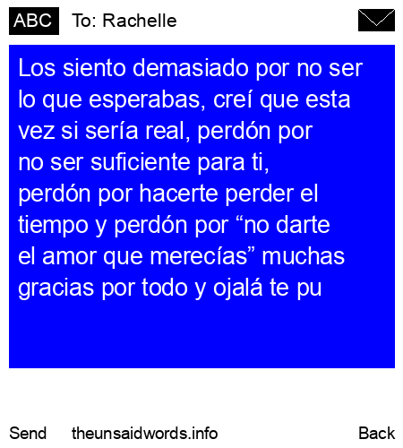 unsent message to Rachelle
