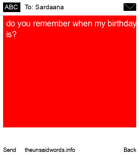 unsent message to Sardaana