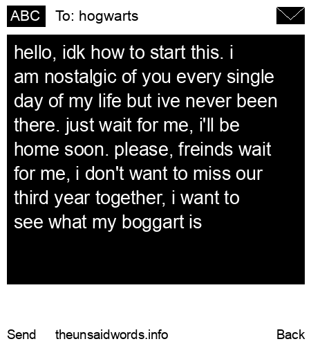 unsent message to hogwarts
