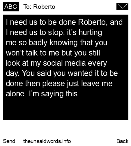 unsent message to Roberto