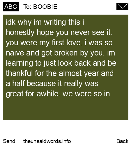 unsent message to BOOBIE