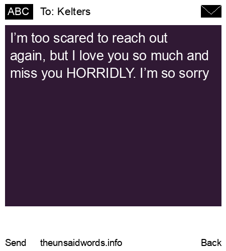 unsent message to Kelters