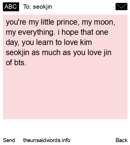unsent message to seokjin