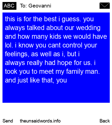 unsent message to Geovanni