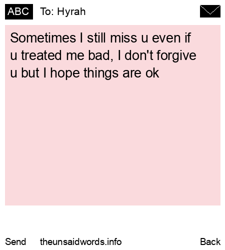 unsent message to Hyrah