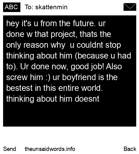 unsent message to skattenmin