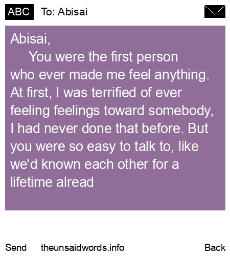 unsent message to Abisai