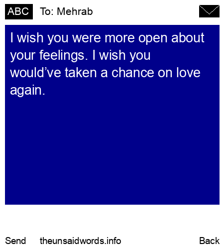 unsent message to Mehrab
