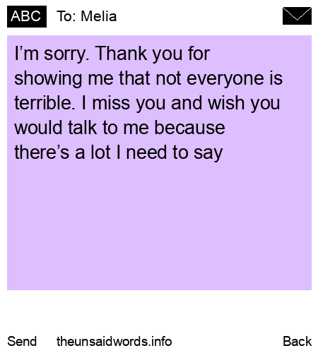 unsent message to Melia