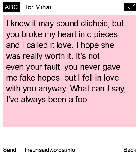 unsent message to Mihai