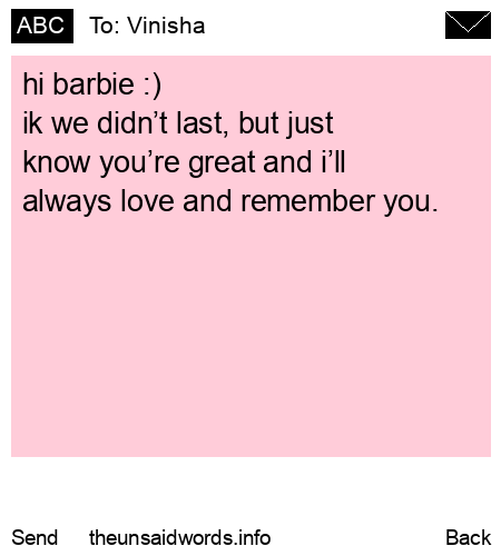 unsent message to Vinisha