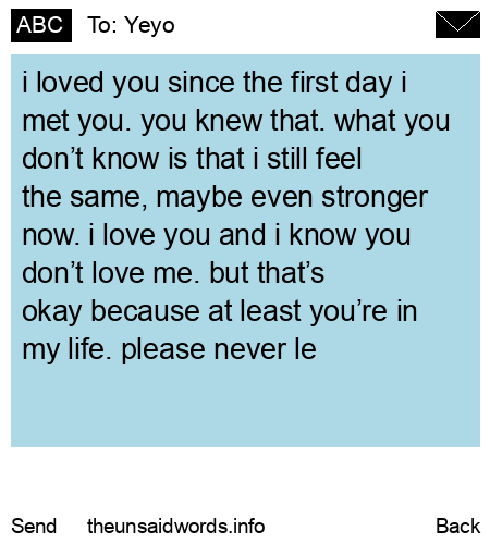 unsent message to Yeyo
