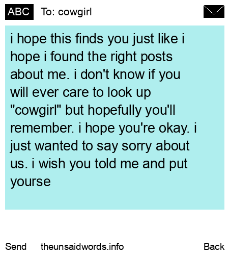 unsent message to cowgirl