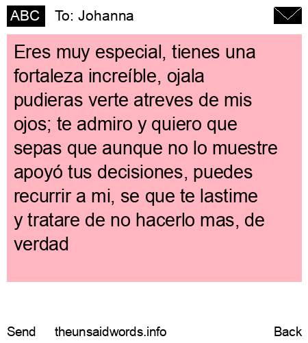 unsent message to Johanna