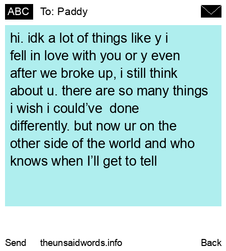 unsent message to Paddy