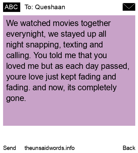 unsent message to Queshaan
