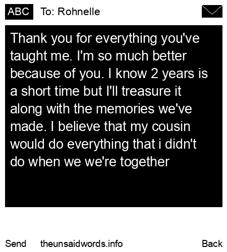 unsent message to Rohnelle