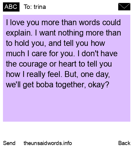 unsent message to trina