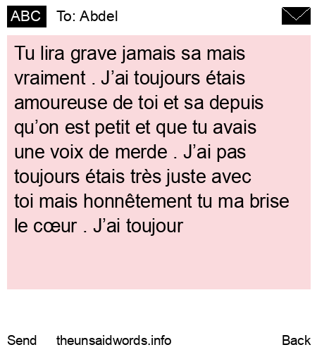 unsent message to Abdel