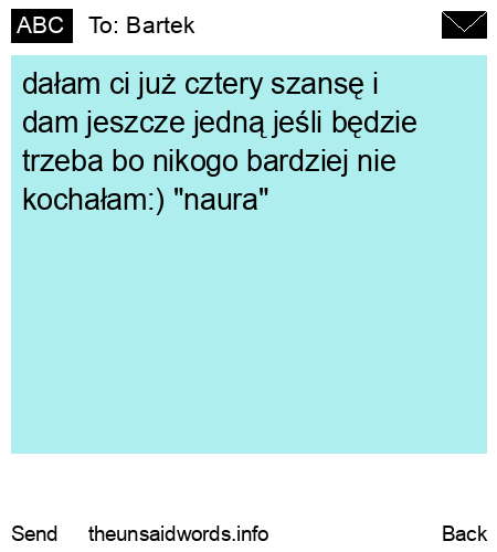 unsent message to Bartek