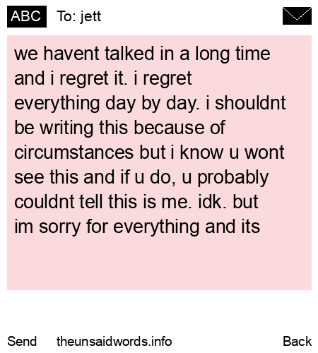 unsent message to jett