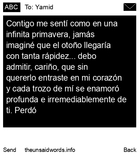 unsent message to Yamid