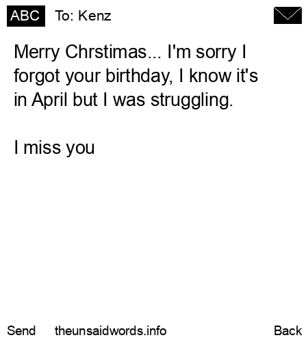 unsent message to Kenz
