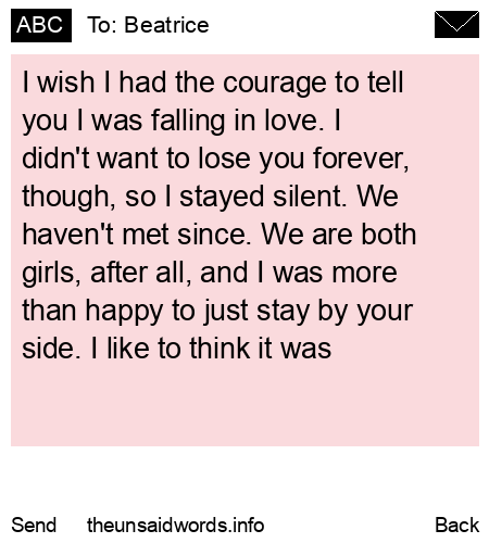 unsent message to Beatrice
