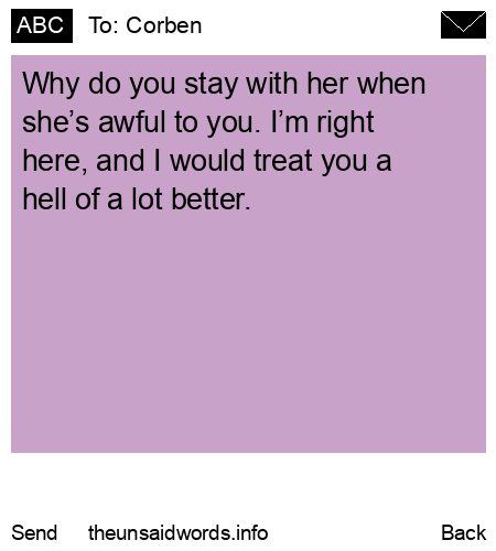 unsent message to Corben