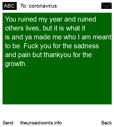 unsent message to coronavirus