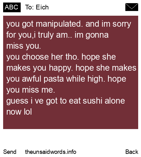 unsent message to Eich