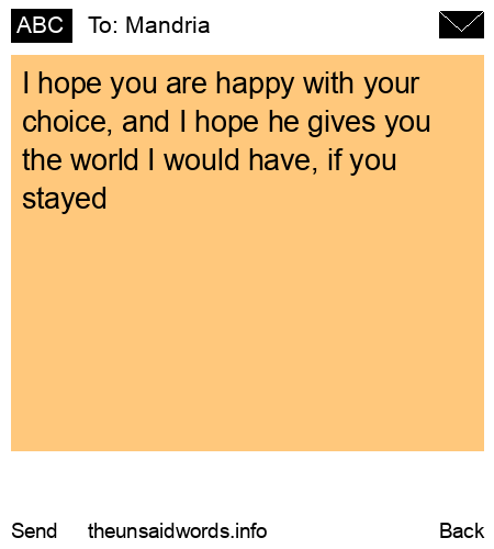 unsent message to Mandria