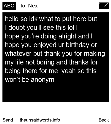 unsent message to Nex