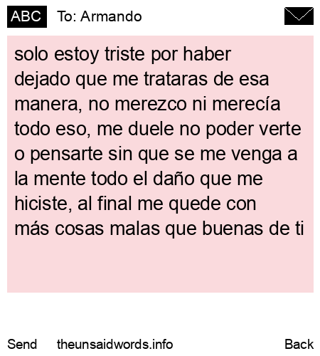 unsent message to Armando