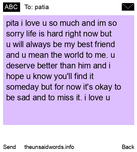 unsent message to patia