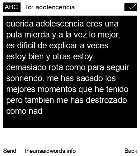 unsent message to adolencencia