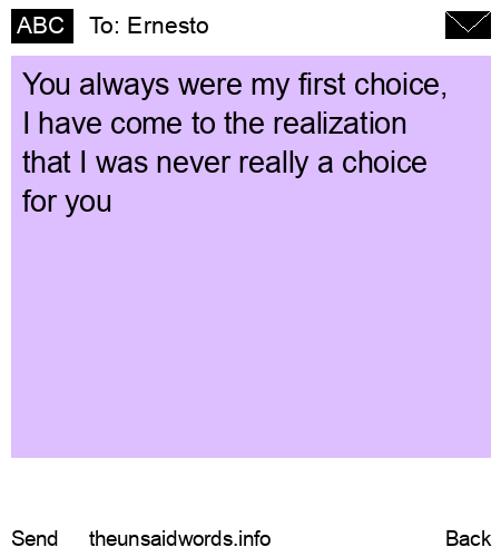 unsent message to Ernesto