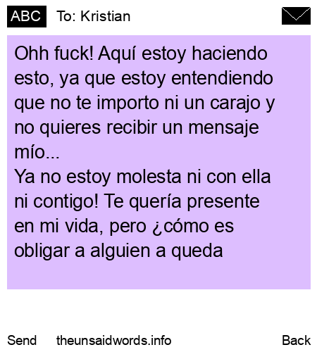 unsent message to Kristian