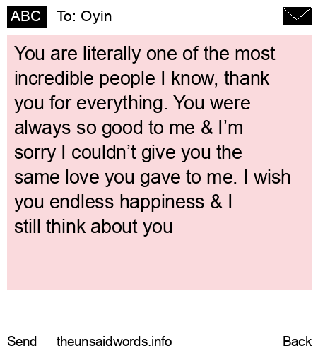 unsent message to Oyin