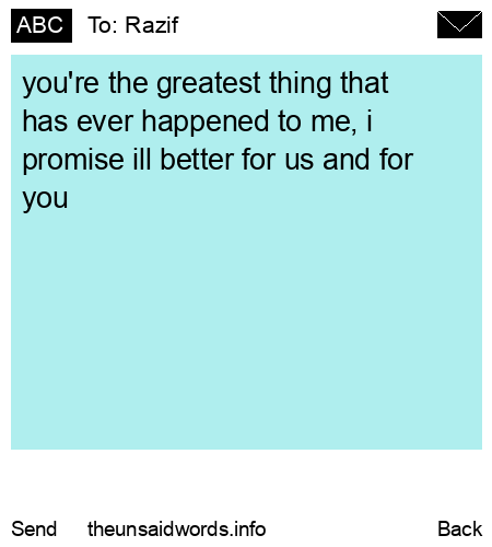 unsent message to Razif