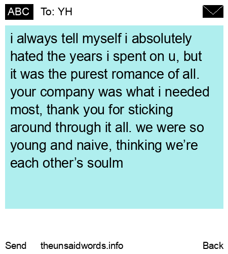 unsent message to YH