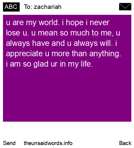 unsent message to zachariah