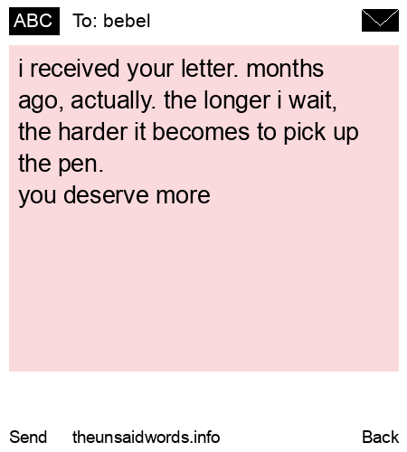 unsent message to bebel