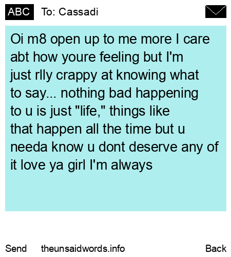 unsent message to Cassadi