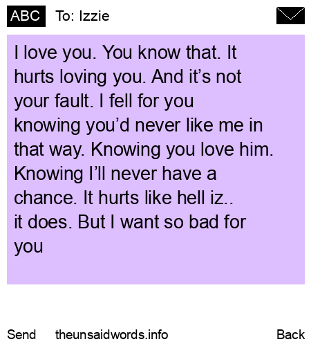 unsent message to Izzie
